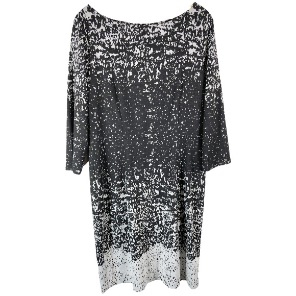 Catherine Malandrino Size 12 Dress Black Gray Shift Knee Length Knit Zip 1384 - Picture 1 of 7